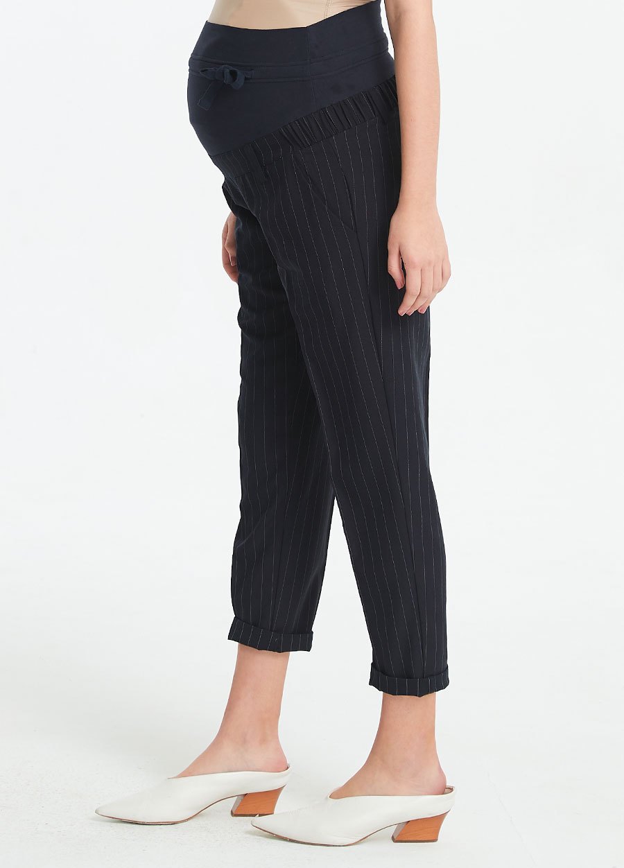 顯瘦反摺上班孕婦褲