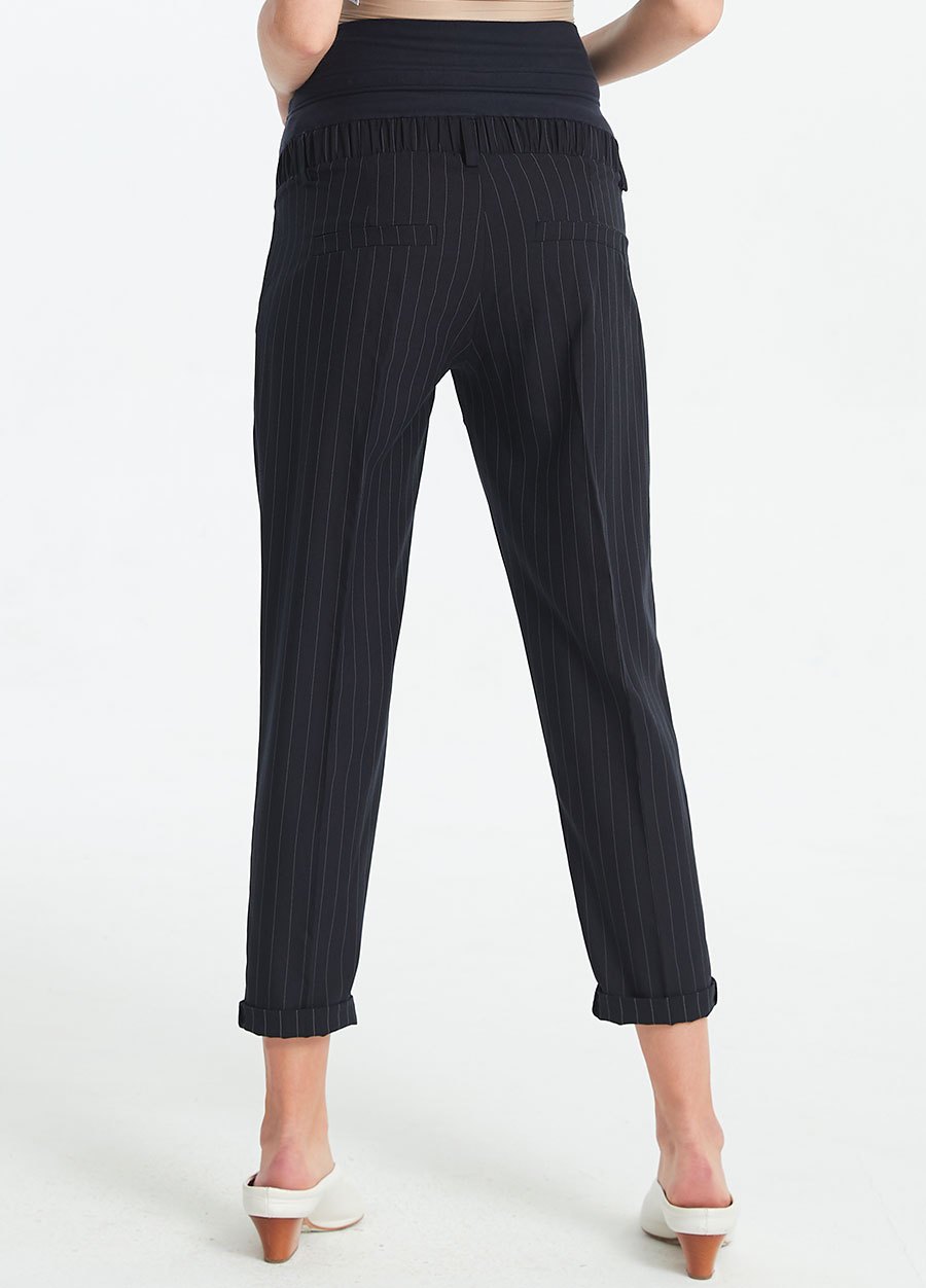 顯瘦反摺上班孕婦褲