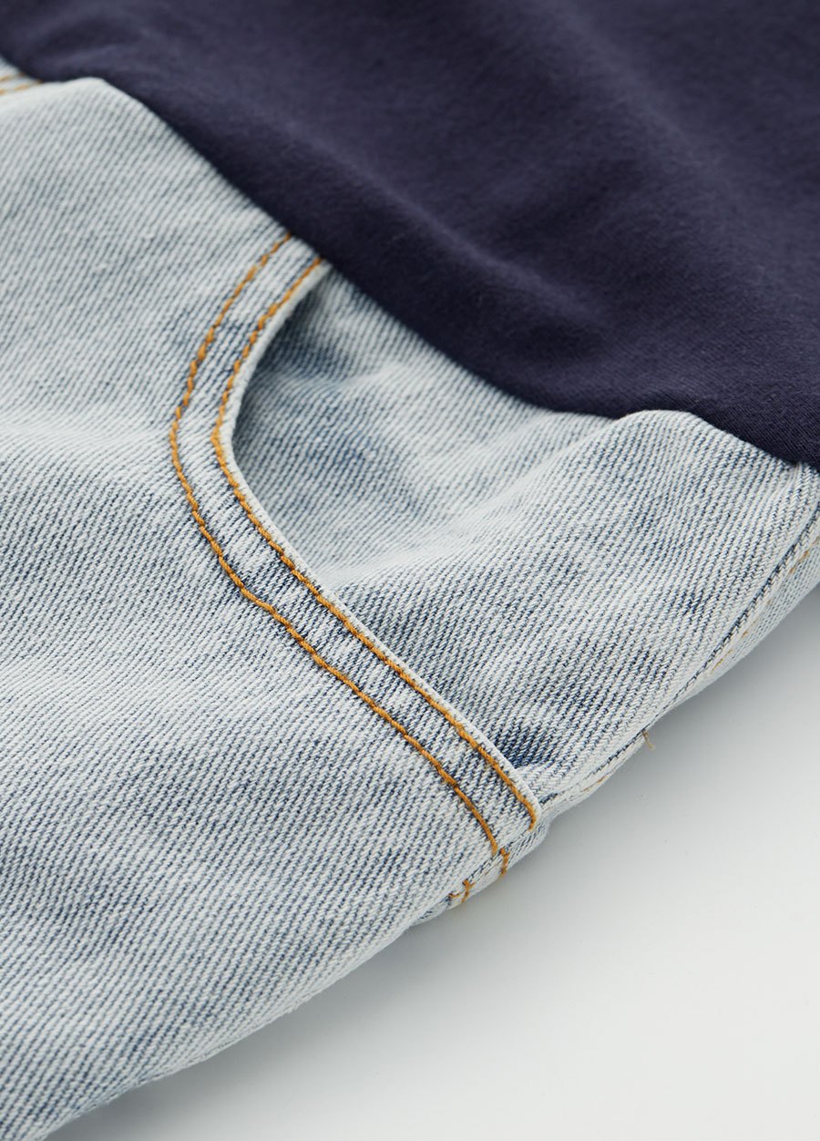 雪花抽鬚牛仔孕婦短褲