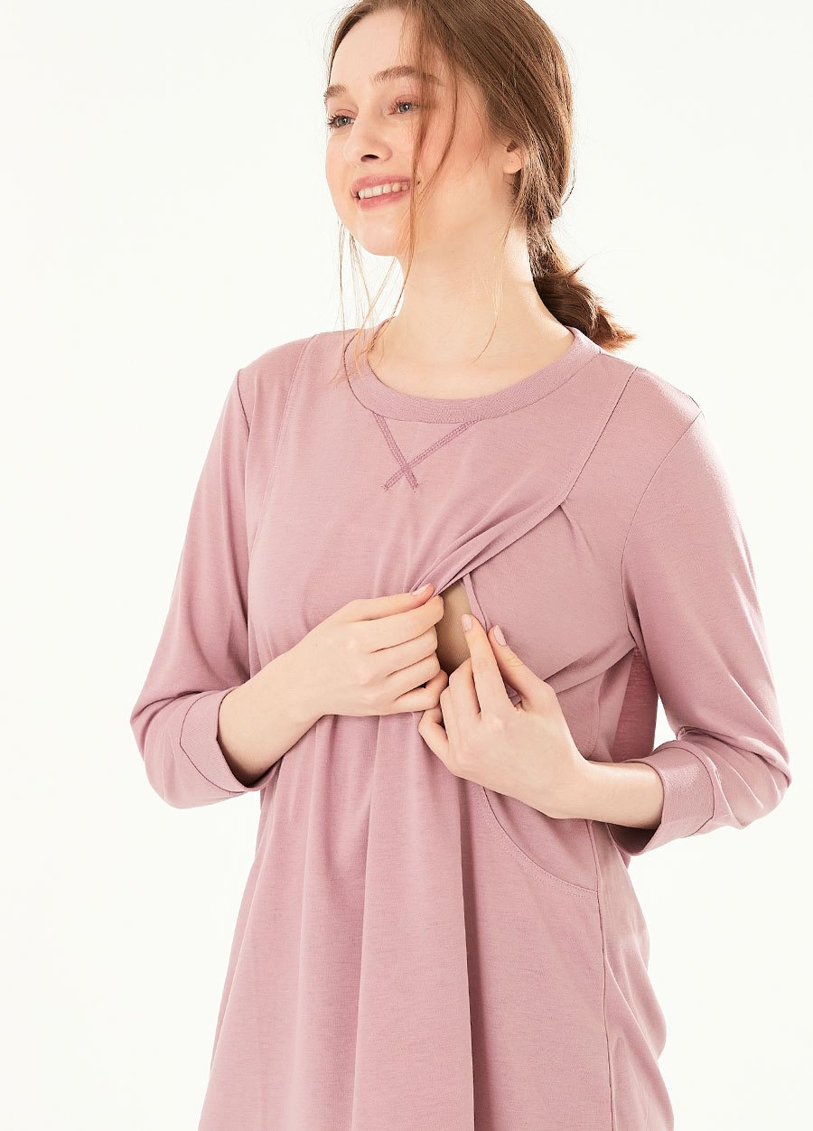 素色撞色孕哺居家服組