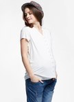 絲柔小立領蕾絲剪接孕婦裝.哺乳上衣