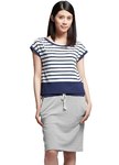 連袖條紋假兩件孕哺洋裝