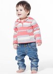 BABY連帽開襟橫條包屁衣