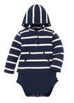 Baby連帽開襟橫紋包屁衣