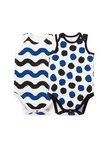 BABY Q彈棉質無袖包屁衣(2入)-點點/水波紋