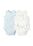 BABY Q彈棉質無袖包屁衣(2入)-幾何三角
