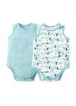 BABY Q彈棉質無袖包屁衣(2入)-狗狗