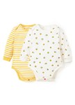 BABY Q彈棉質長袖包屁衣(2入)-蛋黃