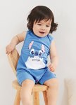 BABY迪士尼Q彈無袖連身包屁衣-史迪奇
