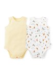 BABY Q彈棉質無袖包屁衣(2入)-森林維尼