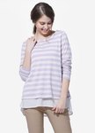 下擺剪接橫紋孕哺上衣