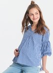 格紋孕哺平織衫2件組(哺乳背心+外罩衫)