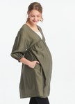 燈籠袖平織孕哺洋裝2件組(哺乳背心+外罩衫)