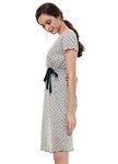 素雅印點綁帶孕哺居家洋裝