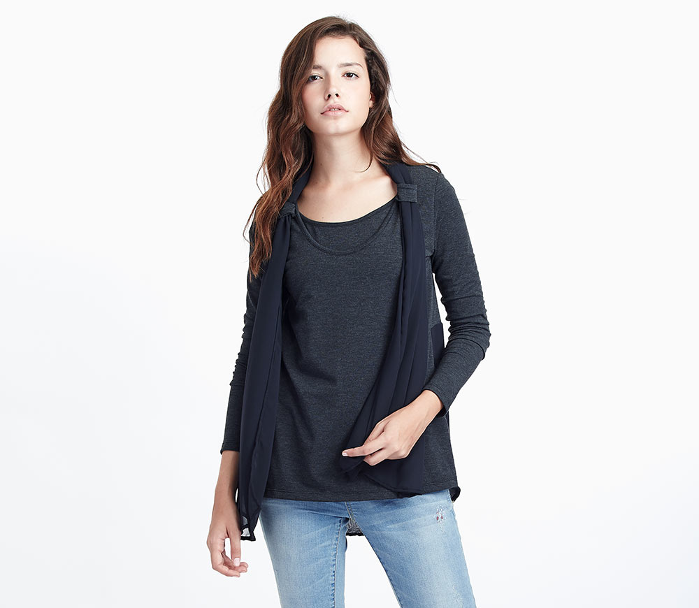 拼接雪舫真圍巾孕婦裝.哺乳衣 拼接雪舫真圍巾孕婦裝.哺乳衣