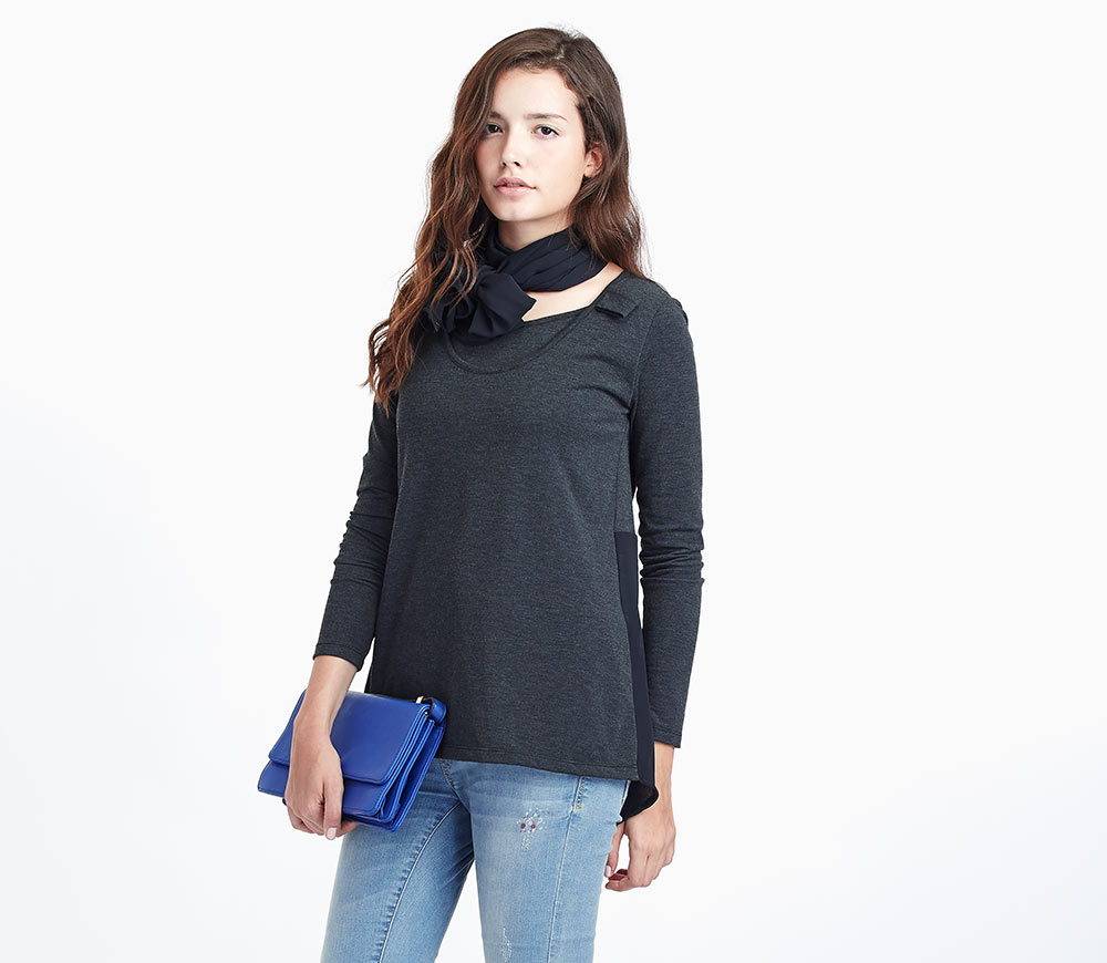 拼接雪舫真圍巾孕婦裝.哺乳衣 拼接雪舫真圍巾孕婦裝.哺乳衣