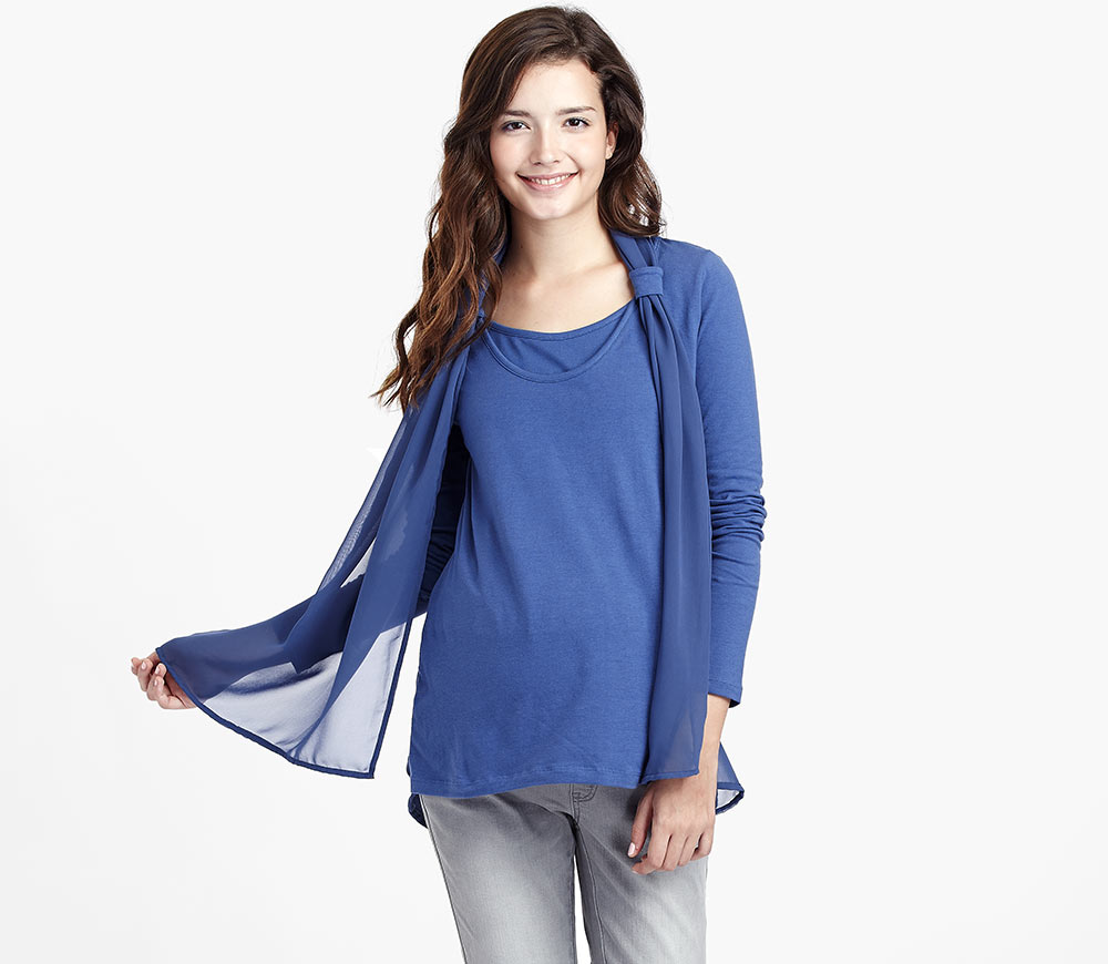 拼接雪舫真圍巾孕婦裝.哺乳衣 拼接雪舫真圍巾孕婦裝.哺乳衣