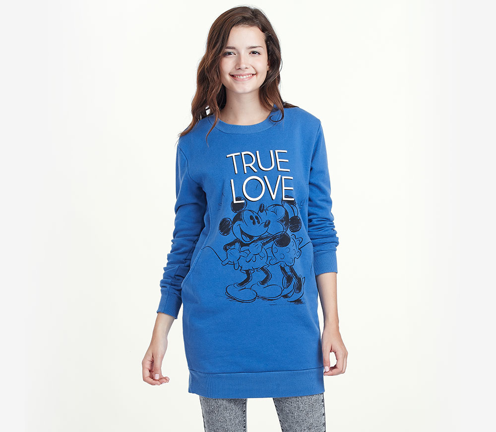 迪士尼TRUE LOVE刷毛長版孕婦裝.哺乳衣