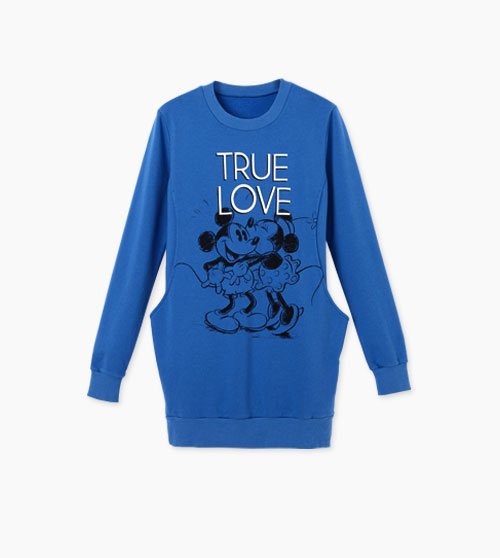 迪士尼TRUE LOVE刷毛長版孕婦裝.哺乳衣