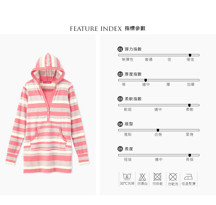 經典款橫紋連帽長版孕哺上衣