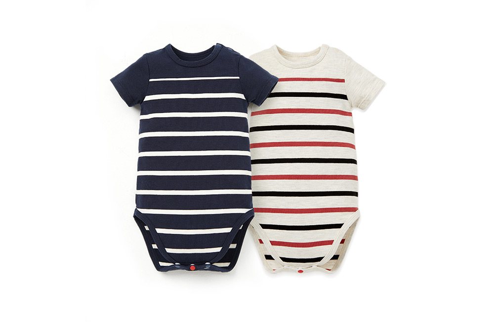 BABY 色條拼接包屁衣
