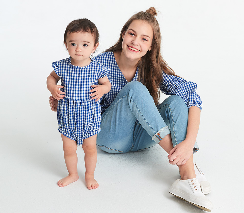 BABY格紋平織包屁衣