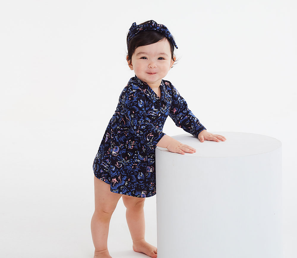 BABY 襯衫式印花包屁洋裝