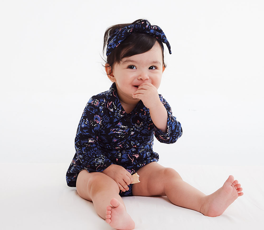BABY 襯衫式印花包屁洋裝