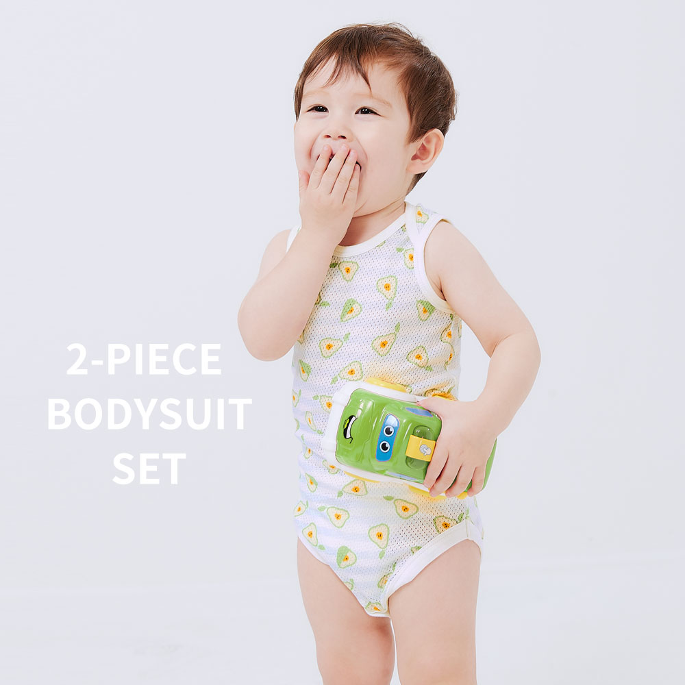 BABY 純棉網眼無袖包屁衣(2入)-西瓜/柳丁/西洋梨