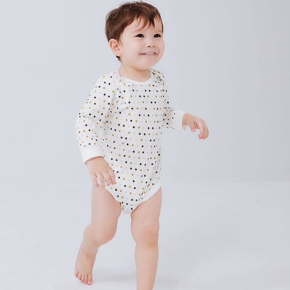 BABY Q彈純棉長袖包屁衣(2入)-星星