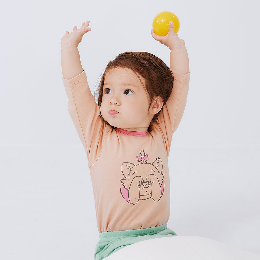 BABY 迪士尼純棉長袖包屁衣-瑪麗貓