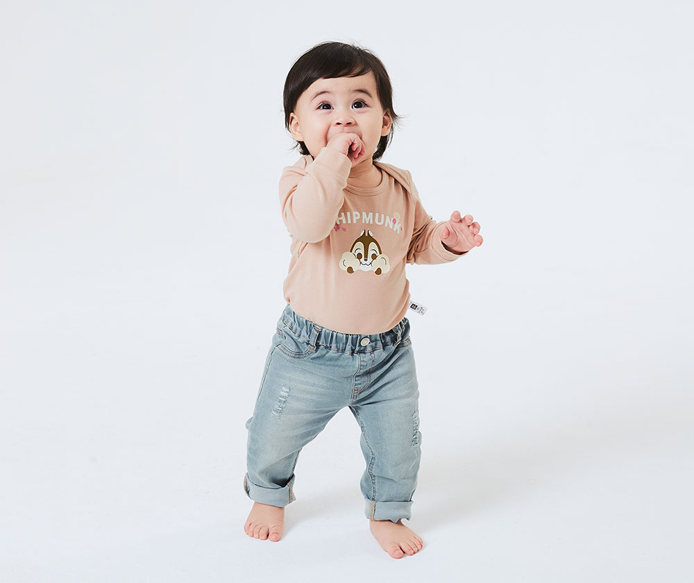 BABY 迪士尼Q彈棉質長袖包屁衣