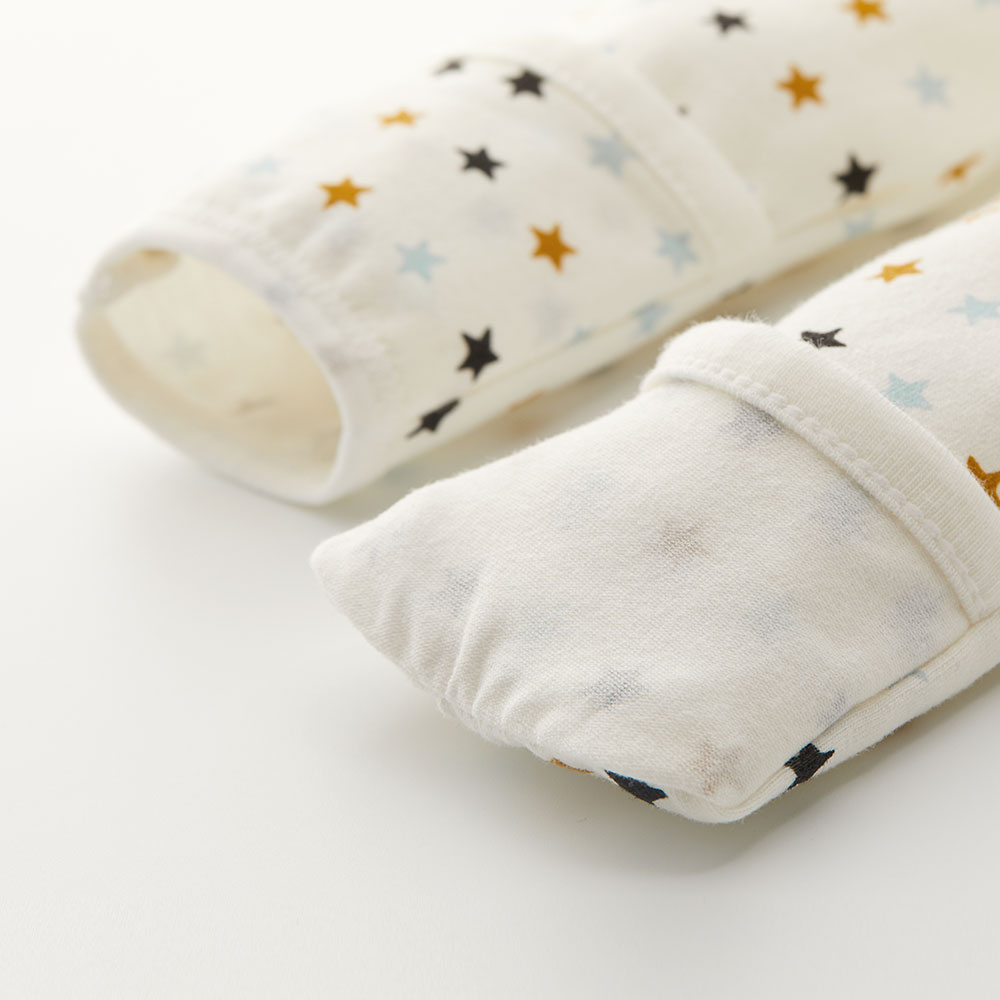 新生兒 Q彈純棉長袖包屁衣(2入)-星星
