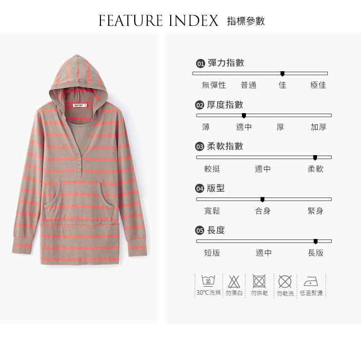經典款橫紋連帽長版孕哺上衣