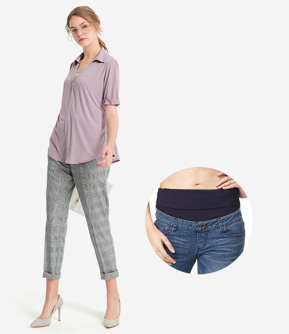 顯瘦反摺上班孕婦褲 顯瘦反摺上班孕婦褲