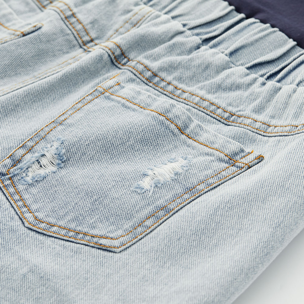 雪花抽鬚牛仔孕婦短褲 雪花抽鬚牛仔孕婦短褲