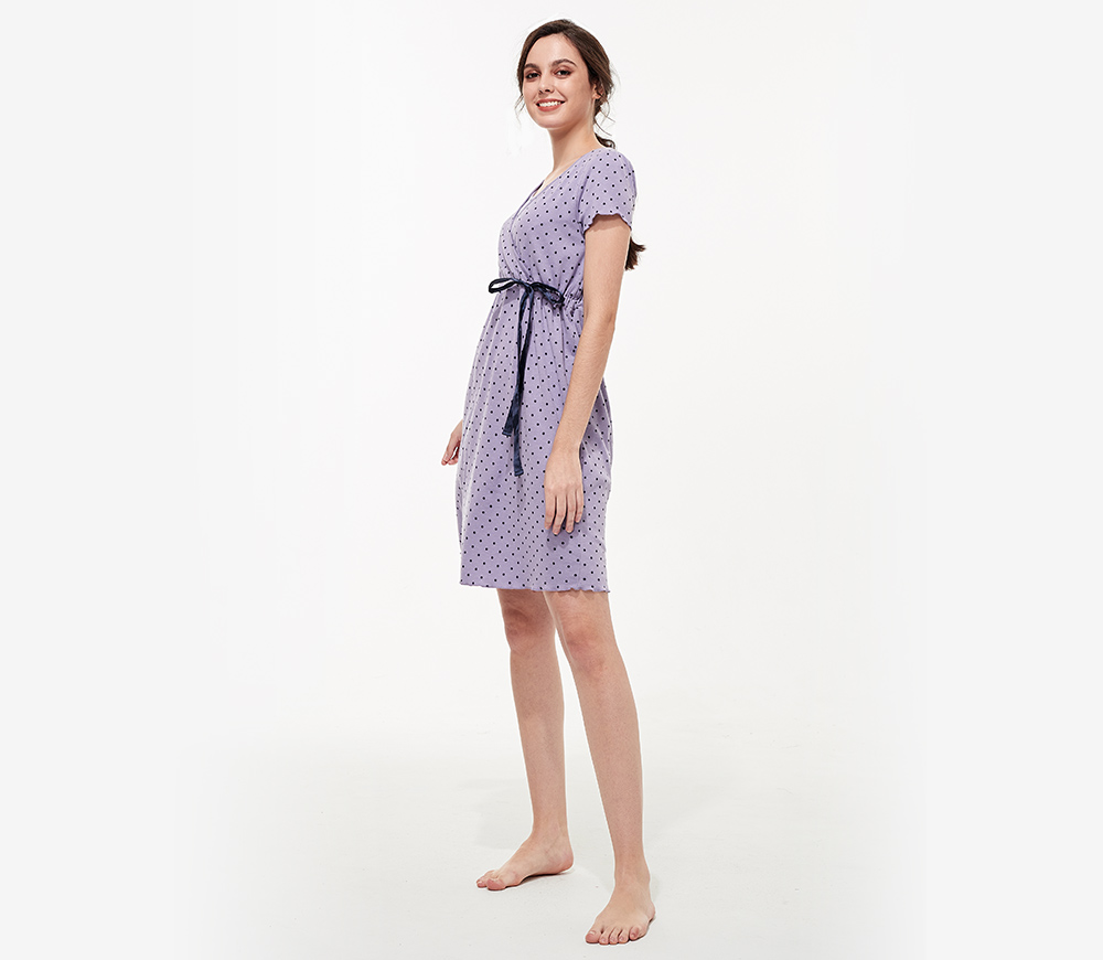 素雅印點綁帶孕哺居家洋裝 素雅印點綁帶孕哺居家洋裝